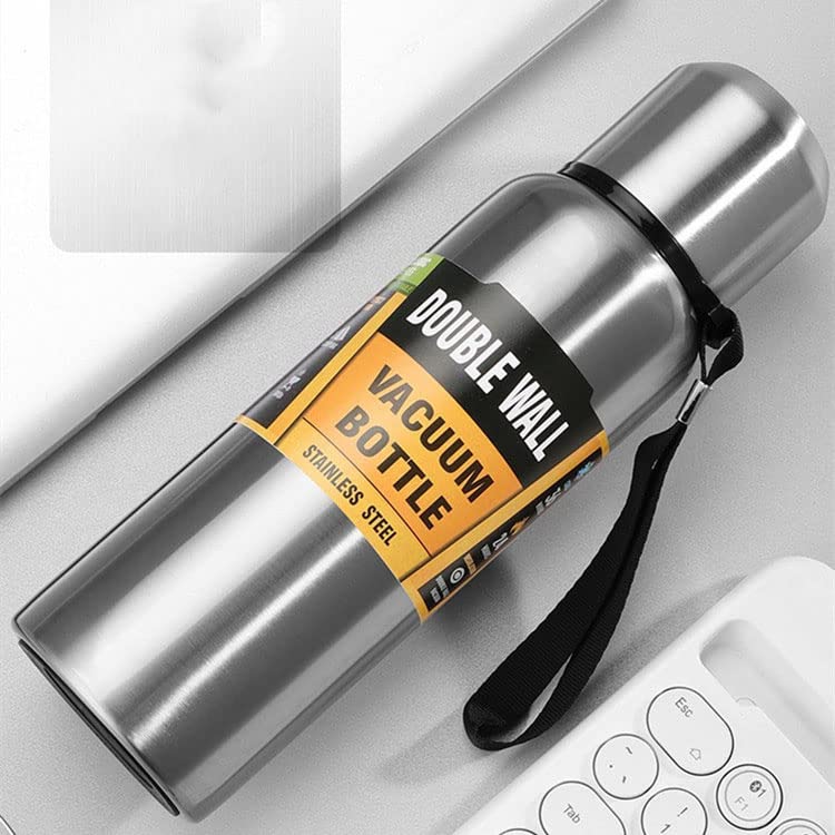 BOMEETSIA Tragbarer Edelstahl-Thermosbecher, Reiseauto-Wasserflasche mit großem Fassungsvermögen, Outdoor-Sport-Wasserflasche für Herren, Kaffeetasse, echte Farbe, 1500 ml