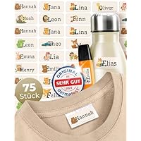 Wasch- & Spülmaschinenfest (75x Stück) Namensaufkleber Kinder Schule - Dermatologisch getestete Namensaufkleber Schule -100% aus Deutschland Namensetiketten Schule - Aufkleber Namen Kinder beige