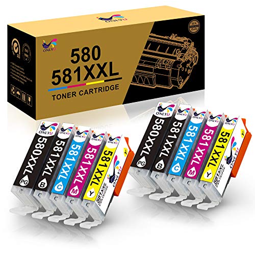 ONLYU 580XXL Compatible para Canon PGI-580XXL CLI-581XXL Cartucho de tinta para Canon Pixma TR7550 TR8550 TS6150 TS6151 TS8150 TS8151 TS8152 TS9150 TS9155 (2 PGBK 2Negro 2Cian 2Magenta 2Amarillo)