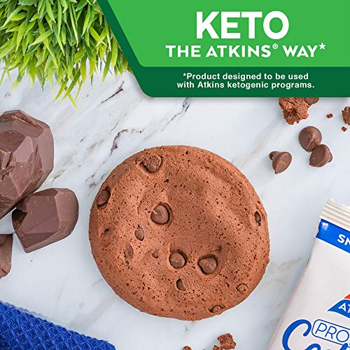 Atkins Double Chocolate Chip Protein Cookie, Protein Dessert, Rich In Fiber, 3G Net Carbs, 1G Sugar, Keto Friendly, 4 Count #TOP6