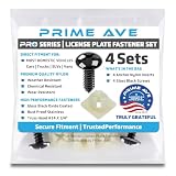 PRIME AVE Black Oxide Stainless Steel License Plate Screws with Nylon Inserts for Securing Front & Rear...