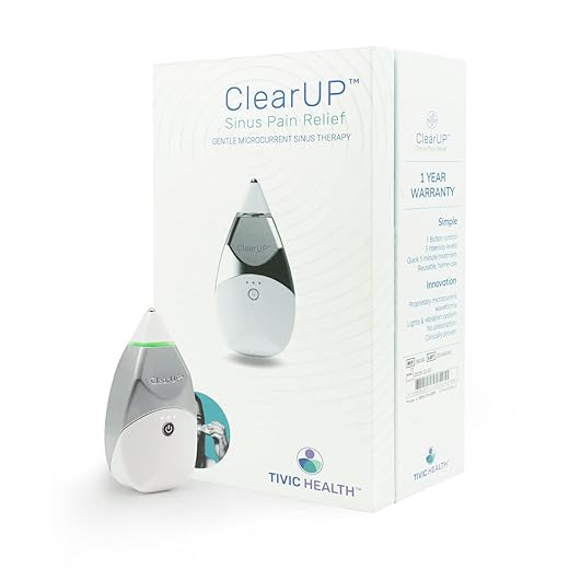 ClearUP Tivic Health w/ Travel Bag - Sinus Headache + Decongestant Treatment - Temporary Relief of Sinus Pain & Congestion from Allergy Cold & Flu - Drug & Chemical Free FDA Device, FSA HSA Eligible