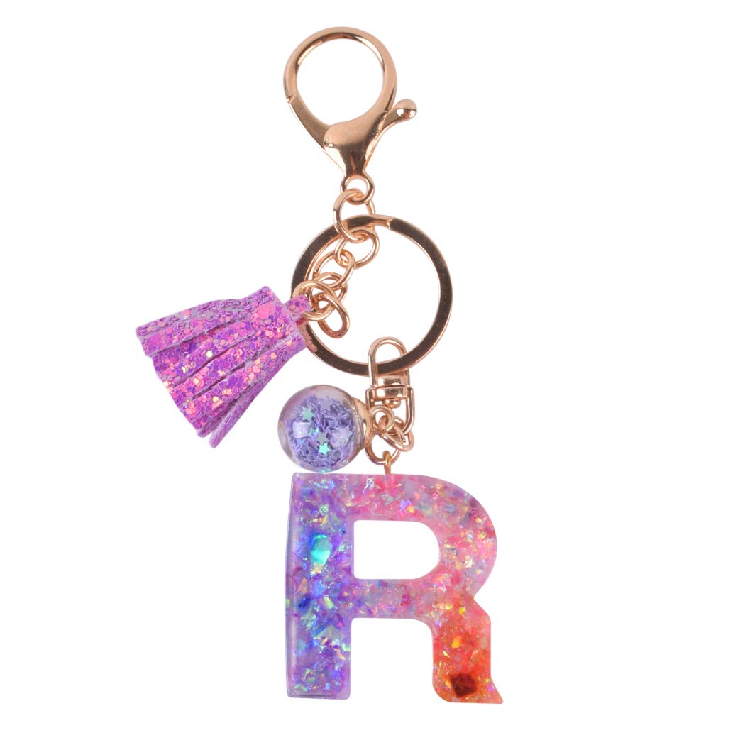 Initial Keychain for Girls, Sparkly Glitter Letter Alphabet Sweet Bag Charms, Key Chain for Women Ladies Purse Handbags