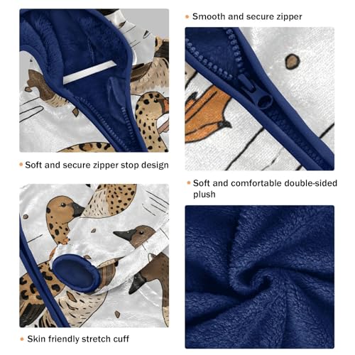 Ducks Walking Toddler Fleece Jacket Girl Boys Hooded Fleece Jacket Coat Warm Outwear Zip-up 3-10T3