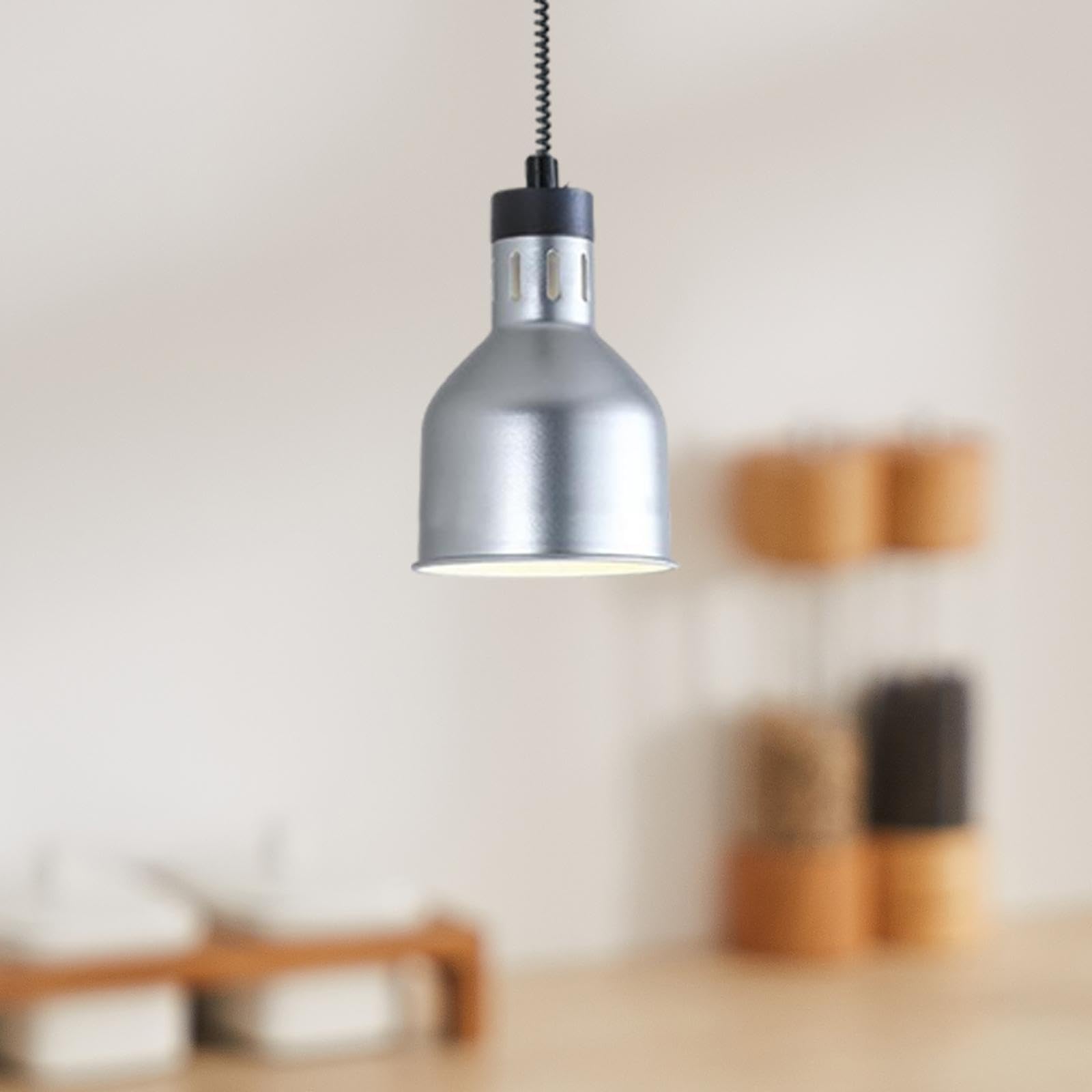 MagiDeal Lampe chauffante rétractable suspendue, lampe chauffante pour aliments, lampe chauffante pour buffet, lampe chauffante pour buffet, longueur réglable, Argent A