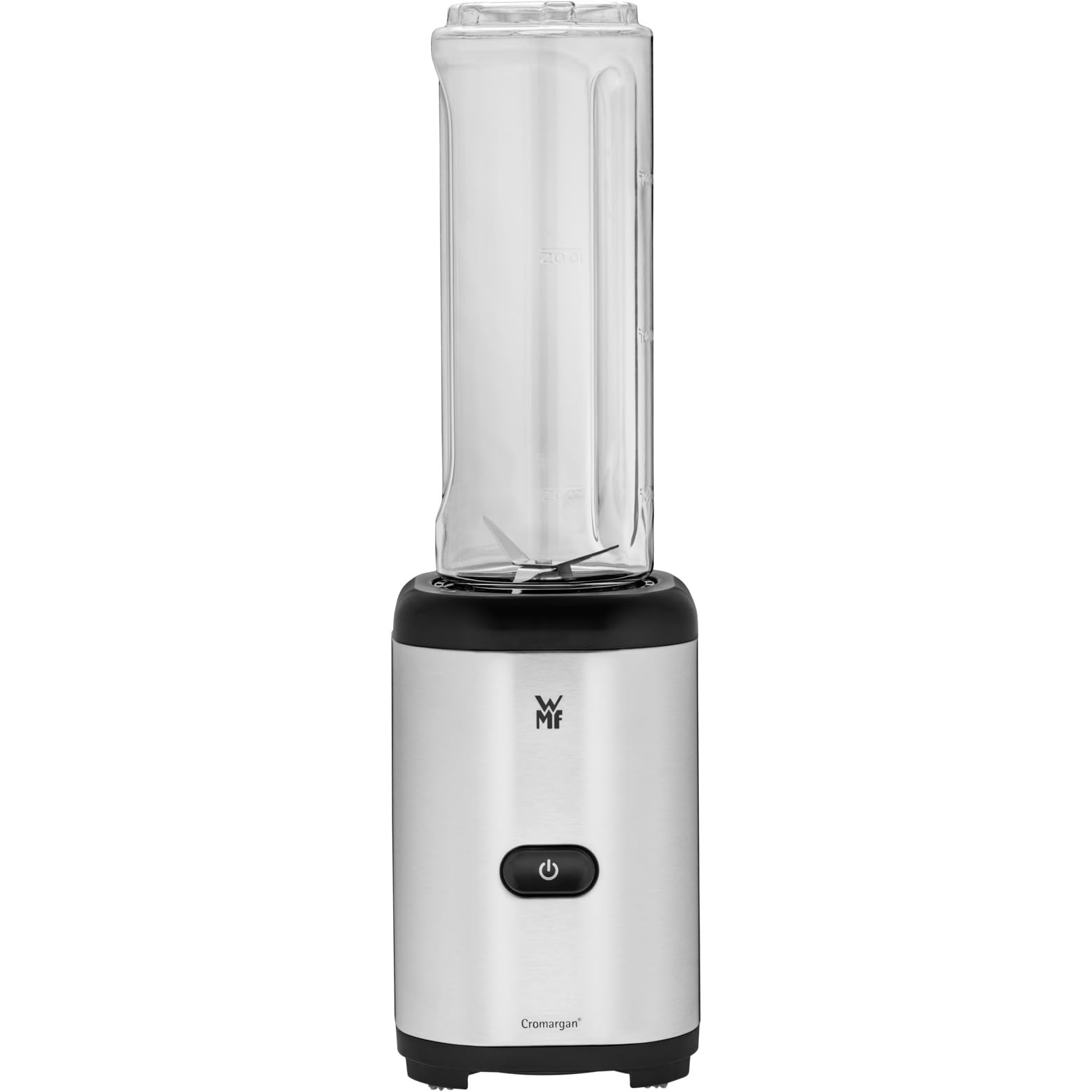 WMF Kult X - Batidora de Vaso Individual Mix & Go Mini, 300 W de 0.6 L de Capacidad y 4 Cuchillas Acero Inoxidable Cromargan, Exterior Acero Inoxidable de Cromargan, depósito de TRITAN libre de BPA