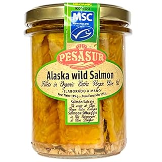 Soldimar Pesasur MSC Alaska Wild Salmon Fillets in Organic Extra Virgin Olive Oil 195g (Pack of 4)