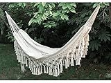 Hiplus Handmade Boho Large Brazilian Macrame Fringe 2 Person Double Deluxe Hammock Swing Net Chair for Beach, Yard, Bedroom, Patio, Porch, Indoor, Outdoor, Wedding Decor 79' Lx 59' W