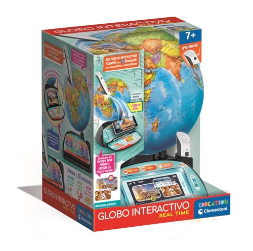 Clementoni - Globo Digital Real Time - Juego Educativo Interactivo para Niños - Aprende Geografía y Cultura General - Desarrolla la Memoria y el Intelecto - A Partir de 7 Años - 55523