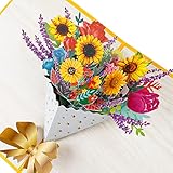 3D Geburtstagskarte,21*16cm Karte Geburtstag Blumen zum verschenken Flower Bouquet Greeting Card Blumen Glückwunschkarte Geburtstagskarte für Frauen Lehrer Mama Frau Freundin