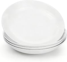 8 Inch Ceramic Pasta Bowls Set of 4,Large White Salad Bowl Pasta Plates Dessert Bowls Breakfast Serving Dishes for Spaghetti Bolognese,Salad,Fruit Crumble,Grain Bowl Microwave Dishwasher Safe