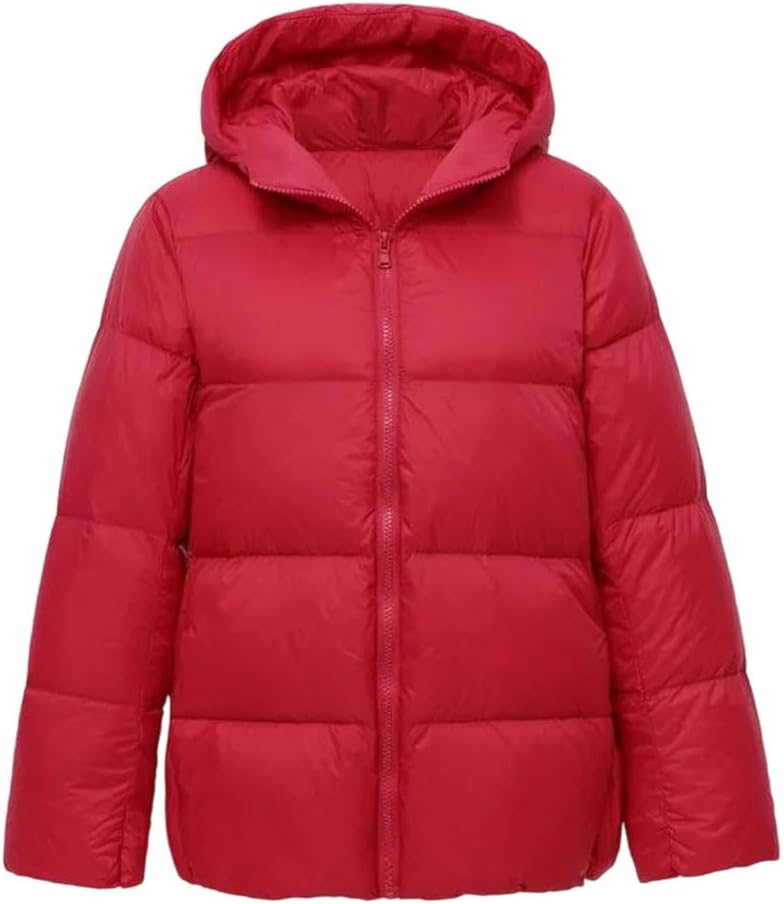 Women’s Lightweight Down Jacket Hooded Casual Loose Fit Warm Winter Outwear