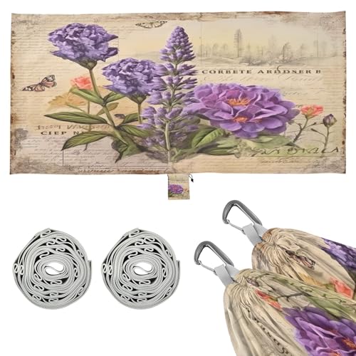 SDMKA Vintage Lavender Camping Hammock, 330 lbs with 2 Tree Straps, Carry Bag, Single Portable Hammock for Outdoor/Indoor, Hiking, Beach, Backpacking, Travel