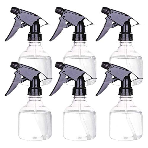 MEACOLIA 6 Pack 8oz Water Mist Empty Spray Bottle for Hair,Plastic Spray Bottle for Cleaning Solutions,Refillable Container with Adjustable Head