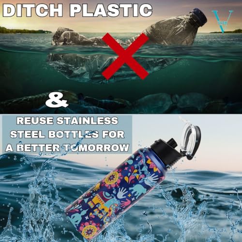 Image of VOIK Mandana Steel Water Bottle | Flipper Bottle 750ML | Steel Water Bottle For Kids | Easy To Carry Stainless Steel Leak Proof | BPA Free & Non Toxic