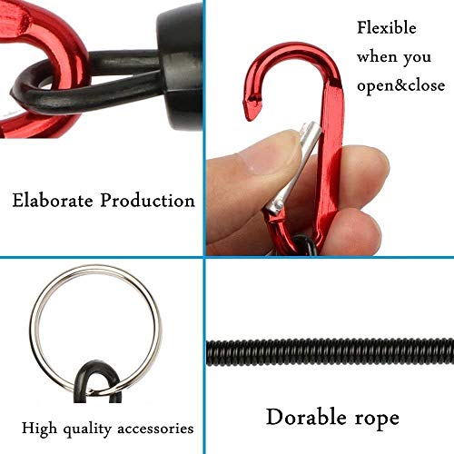 Armear 6Pack Flexible Fishing Lanyards Theftproof Spring Coil Cord Keychain Multicolor Safety Fishing Ropes Fishing Boating Tools Retractable Coiled Tether With Carabiner #TOP7