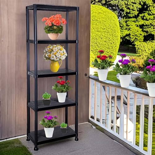 Crystals 5 Tier Plastic Shelving Unit | Garage Shelving Units | Heavy Duty Racking Shelving & Storage | Multipurpose Plastic Storage Shelves for Garage, Warehouse, Workshop, Sheds and Office - Black 2 Crystals 5 Tier Plastic Shelving Unit | Garage Shelving Units | Heavy Duty Racking Shelving & Storage | Multipurpose Plastic Storage Shelves for Garage, Warehouse, Workshop, Sheds and Office - Black - Image 2
