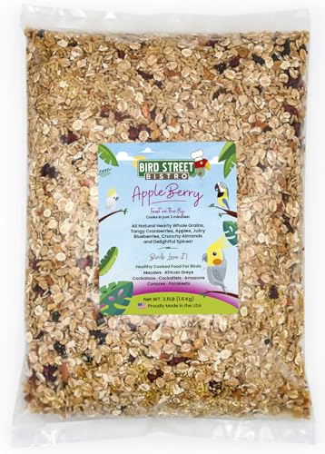 Bird Street Bistro Parrot Food - Parakeet & Cockatiel Food - Cooks in 3-15 min with Natural Grains, Legumes, Non-GMO Fruits, Vegetables & Health-Oriented Spices
