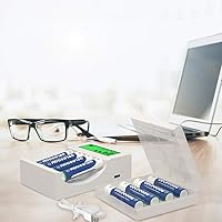 Vista 6 de Deleepow Baterías recargables AAA Ni-MH 1100mAh 1200 ciclos (8 piezas) con cargador de batería inteligente LCD para baterías recargables AA AAA