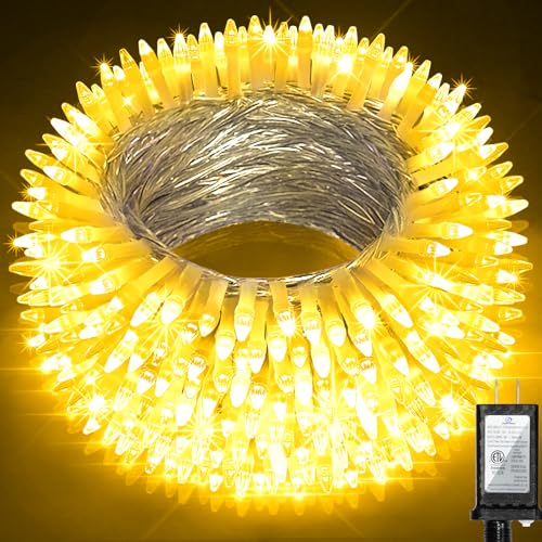 350LED Christmas Lights Indoor Outdoor, 90ft 12 Modes Warm White LED String Lights with Timer Dimmable, Waterproof Tree Lights for Xmas Patio Yard Fence Bedroom Wedding Garden Decor Warm White
