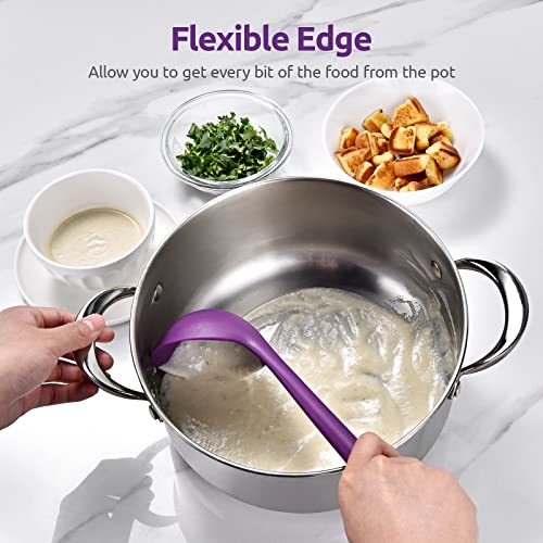 Image of 13 inch Silicone Soup Ladle: U-Taste 600ºF Heat Resistant 4 oz Large Non-stick Seamless Rubber Kitchen Deep Serving Spoon with Non-slip Solid Long Handle for Cooking Sauce /Stews /Gravies /Chili(Purple)