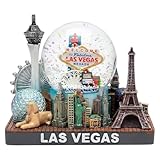 Las Vegas Snow Globe with Welcome Sign and Strip Landmarks - Nevada Casino Snowglobe Souvenir