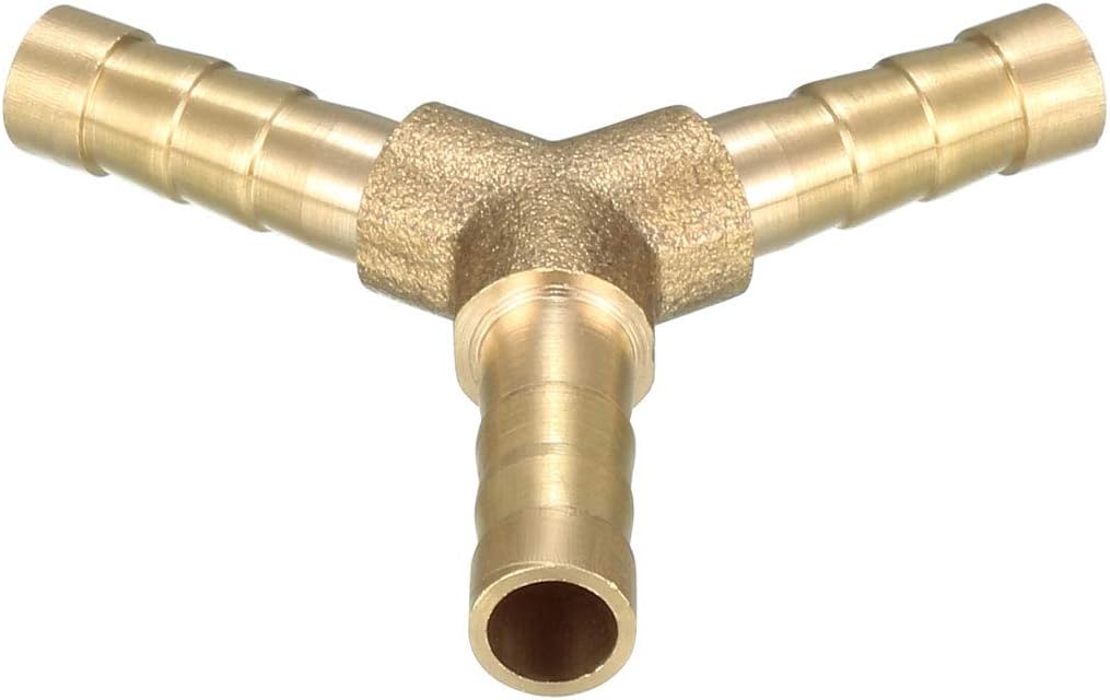 uxcell 6mm Brass Barb Hose Fitting Tee Y-Shaped 3 Way Connector Adapter Joiner