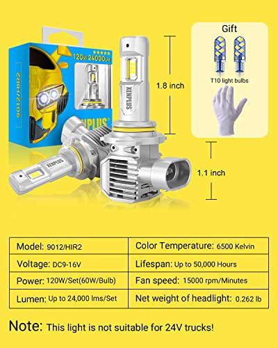 Xenplus 9012 Led Headlight Bulbs,2023 New Upgraded 120W 24000Lm Per Set,700% Brighter,6500K Cool White Direct Fit,Hb3 Headlight Led Bulb, Halogen Replacement Plug And Play,Pack Of 2 #TOP4