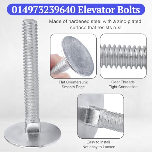 Image of 1 /4-20 x 2 Elevator Bolts, Zinc Plated Flat Head - 20 Pack | Garage & Roll-Up Door Hardware Fasteners, Part Number 01497323964