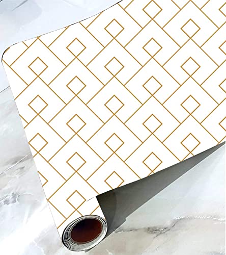 Image of CABANA HOMES Wall Stickers Geometrical DIY Wallpaper for Decals (45 x 125 cm, 2 Rolls) (12 sq. ft) Decorative Self Adhesive Bedroom, Living Room, Office, White