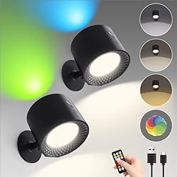 Lampara Pared Xiaomi Up & Down Lámpara de Pared 2 Pcs, Luces Apliques Pared Interior con 9 Color y 3 Temperatura de Color, 4 Niveles de Brillo con Control Remoto, Lampara Pared para Dormitorio Sala de Estar Lectura