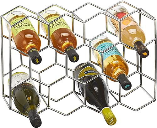 Image of Countertop Wine Rack 14 Bottle Freestanding Modern Metal Wine Rack 3 Tier Tabletop Wine Holder Stand for Cabinet Pantry Wine Bottle Storage No Assembly Required (Silver)