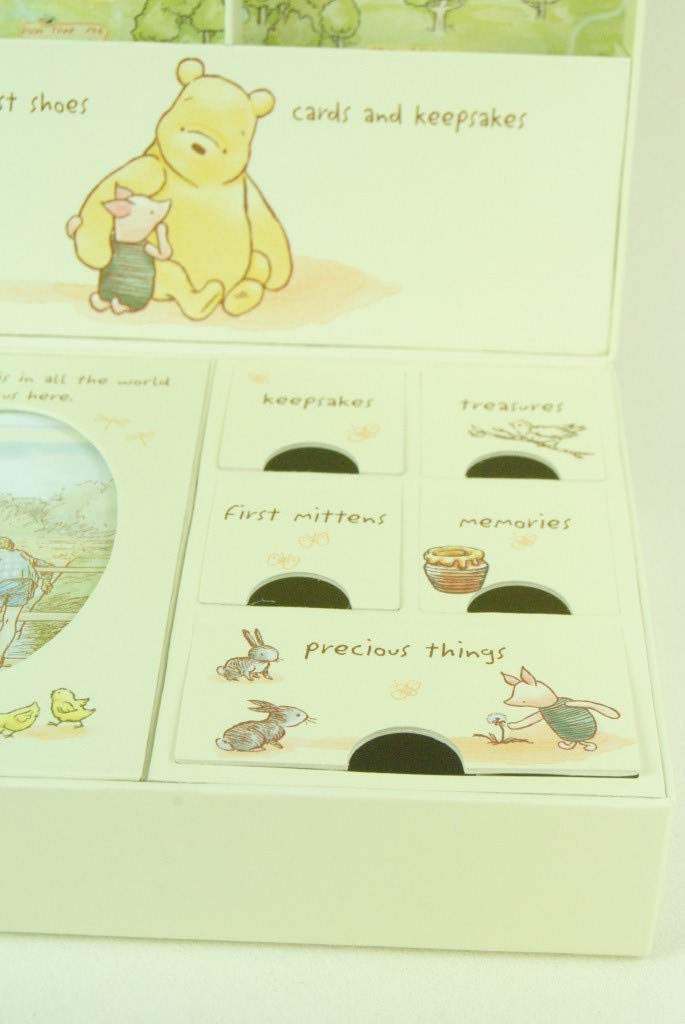 Winnie the Pooh limone chiaro e bianco Babys 1st memoria scatola dei ricordi con cassetti per neonati Memories