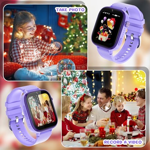 Image of OKYUK Kids Smart Watch Gift for Girls Age 5-12, 4G Kids Watch 47 Games, HD Touch Screen Two-Way Calling Feature, School Settings, SOS, Birthday Gift for Boys and Girls Ages 7 8 9 10 (Purple)