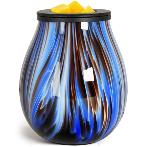 Glass Electric Wax Melt Burners-Fragrance Wax Melter with Removable Silicone Dish Scented Wax Melt Warmer 7 Led Mood Light Aroma Oil Burner for Office