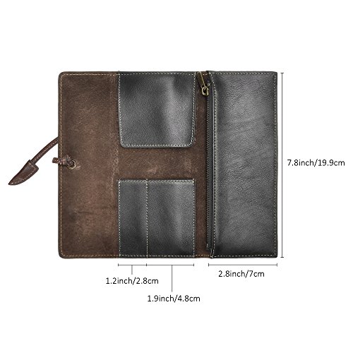 Image of ZLYC Handmade Leather Pencil Case Soft Roll Bag Stationery Gift,Black | multi slot pen storage design,school class daily use,office desk organizer,graduation holiday gift,foldable portable size