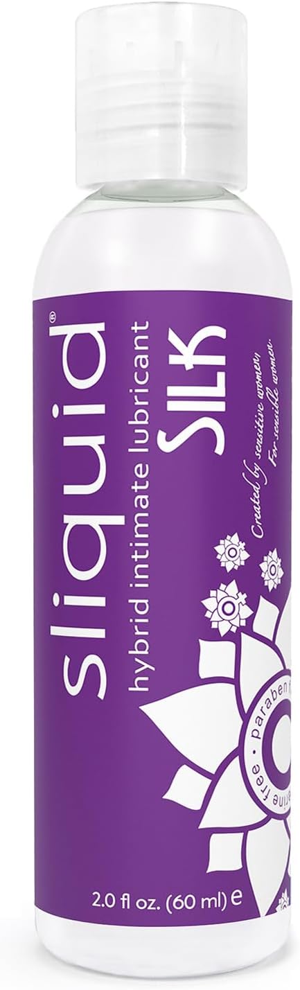 Sliquid Silk Intimate Lubricant, Travel-Size - Hybrid Silicone & Water-Based Lube for Women, Men & Couples, Hypoallergenic, Unscented, 2 Fl Oz