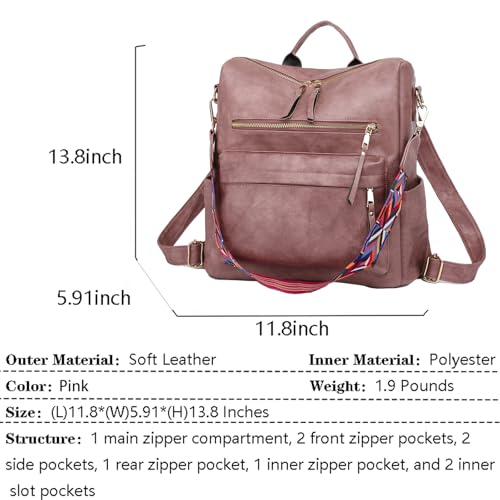 Image of Women's Fashion Backpack Purse for Women Leather Multipurpose Design Ladies Shoulder Bag Travel bag Satchel Handbags