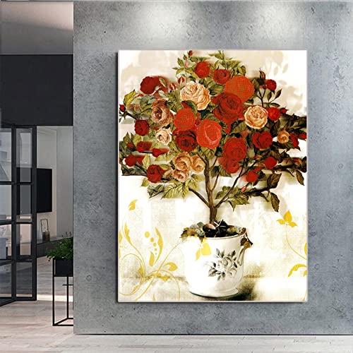 Affiches et gravures mur art fleur rose toile 40x60cm
