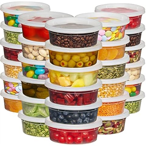 JoyServe Contenedores de alimentos Deli con tapas, 8 oz 60 juegos Cover