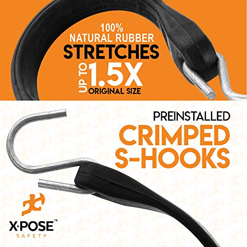 image for Rubber Bungee Cords with Hooks 10 Pack 15 Inch (23” Max Stretch) - H