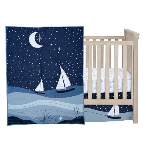 Image of Lambs & Ivy Little Skipper 3-Piece Sailboat Nautical Nursery Crib Bedding Set