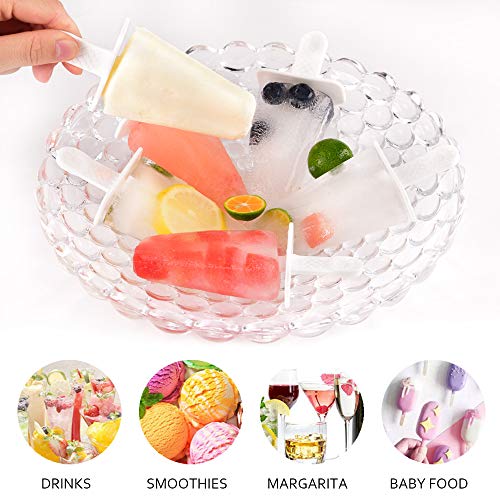Popsicle Molds Silicone Ice Pop Maker, Morfone 6 Pieces Reusable Kids Popsicle Tray Holder BPA Free LFGB Certified Bonuses 30 Popsicle Bags, Funnel and Cleaning Brush