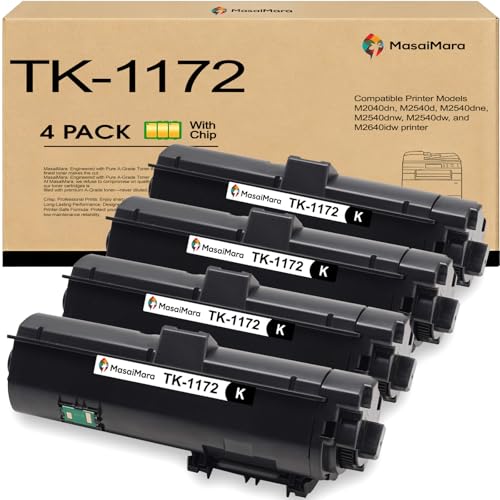 Image of MasaiMara (7,200 Pages Compatible Toner Cartridges Replacement for Kyocera TK1172 TK 1172 TK-1172 1T02S50USO for Kyocera M2040dn M2540d M2540dne M2540dnw M2540dw M2640idw Printer (Black, 4-Pack)