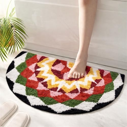 Image of Roseate Kolam (40x80cm) Super Soft Microfiber 1800 GSM Decorative Mat Anti-Skid Door Mats for Home /Bathroom Mat /Bedroom /Kitchen /Floor Mat (B&W)