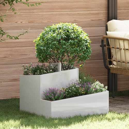 Edelstahl Pflanzgefäß Rechteckig Modern Pflanzkübel für Innen und Außen, Wetterfest Langlebig mit Gebürsteter Oberfläche für Balkon Garten Wohnzimmer