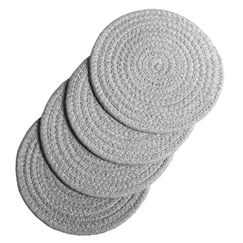 image for SHACOS Cotton Rope Woven Trivets 7 inch Hot Pads Potholders Set of 4 T