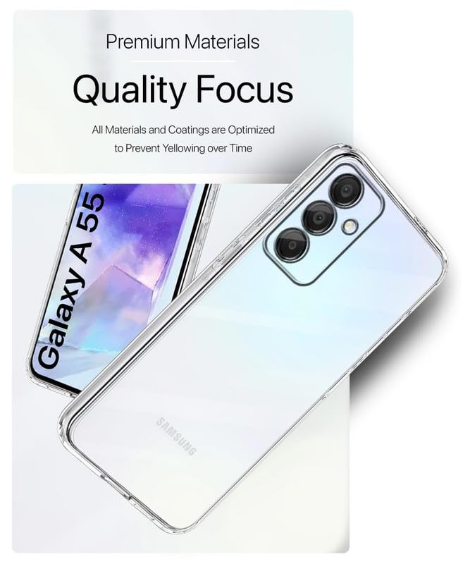 Image of Case Creation New Samsung A55 5G Premium Imported 0.3mm Crystal Clear Totu Silicone Transparent Flexible Soft Corner Protection with TPU Slim Back Case Color Cover for A55 5G