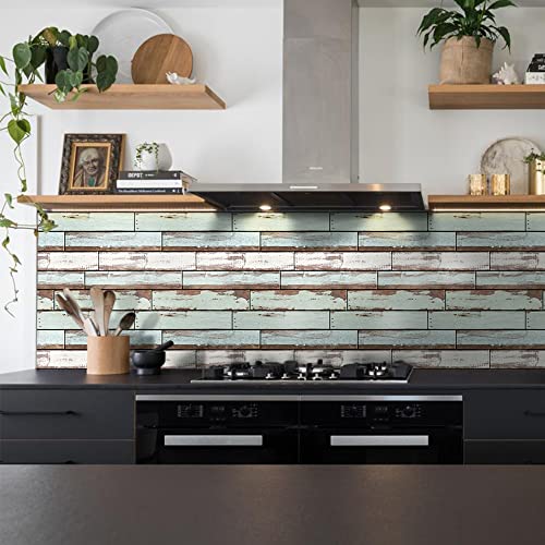 Commomy 10 Pcs 3D Wall Panel Peel And Stick Wall Tile, 11.8"X11.8", 3D Farmhouse Wooden Panels Stick On Kitchen Backsplash,Living Room,Bedroom Home Wall Decor #TOP5