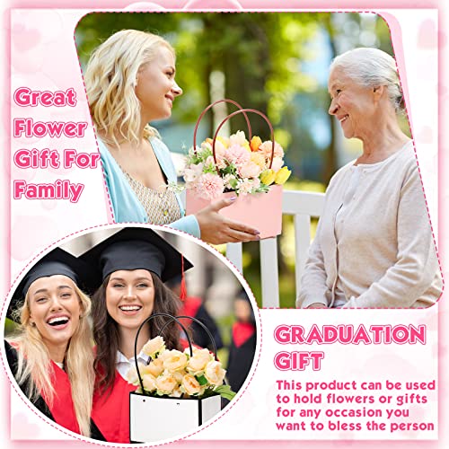 90 Pcs Bulk Flower Boxes For Arrangements Kraft Paper Flower Bouquet Bags With Handle Waterproof Rectangle Flower Bags For Bouquets Gift Bags For Wedding Mother's Day Birthday Party #TOP3